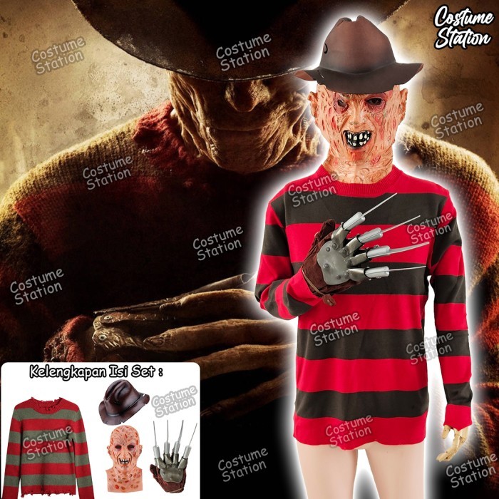 Kostum Freddy Krueger / Costume Villain Killer Halloween Klasik Pembunuh cowo dewasa