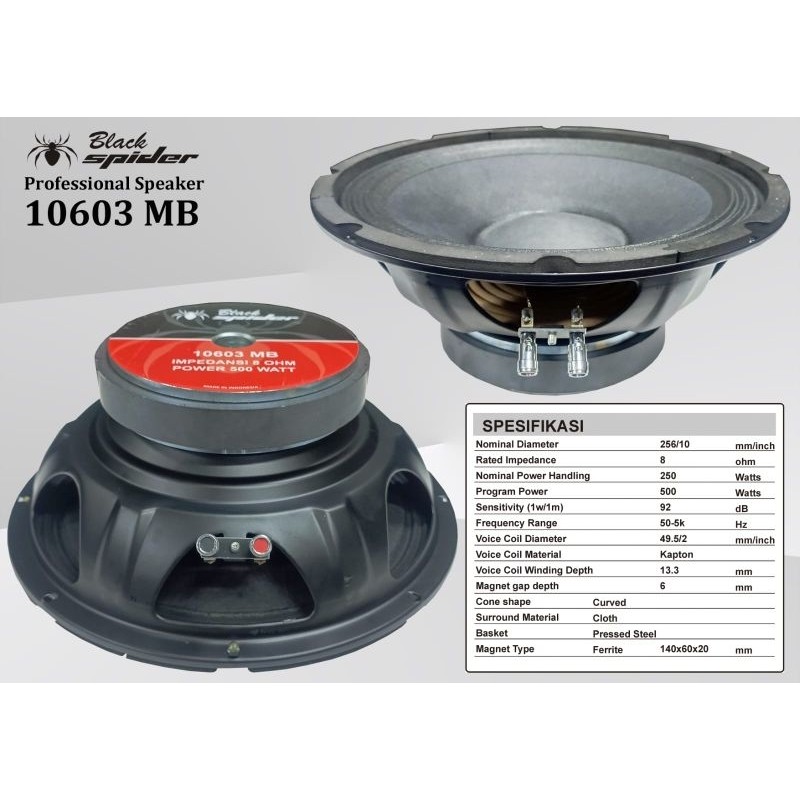 Speaker Black Spider 10inch 10603MB