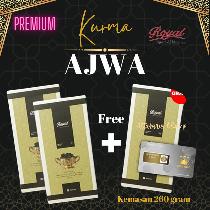 

2 Pcs Kurma Royal Ajwa Al-Madinah 260 Gram Free 1 Pcs Kurma Royal Ajwa