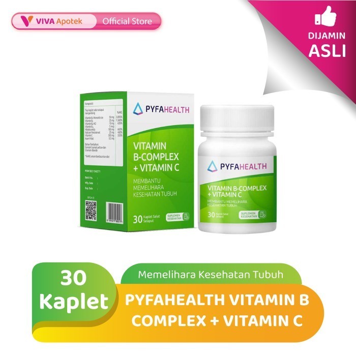 Pyfahealth Vitamin B Complex + Vitamin C Memelihara Kesehatan Tubuh (30 Kaplet)