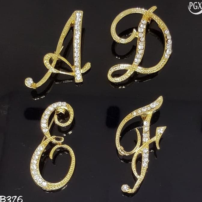 Terlaris NEW Bros Huruf Inisial Nama Aksesoris Hijab Jilbab - B376 NEW SALE