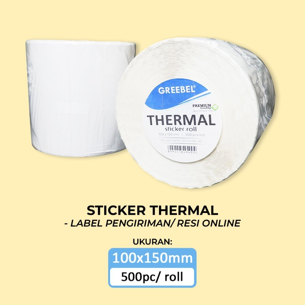 

GREEBEL LABEL STIKER LABEL KERTAS BARCODE/ THERMAL ROLL ISI 500PCS 100X150MM WATERPROOF / STATIONERY CASTLE