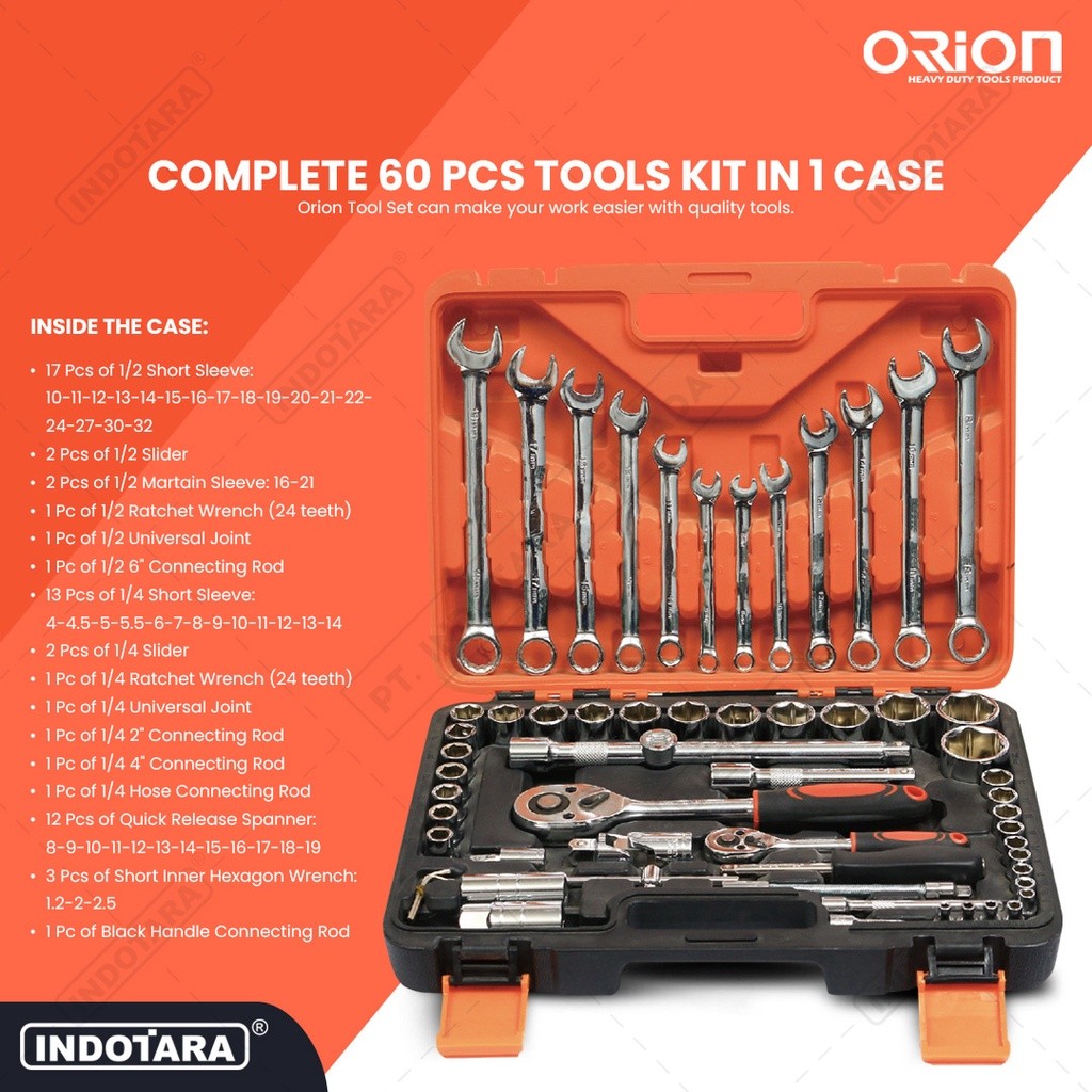 Hand Toolset / Tool Kit Set / Toolkit Toolbox Orion TR0066