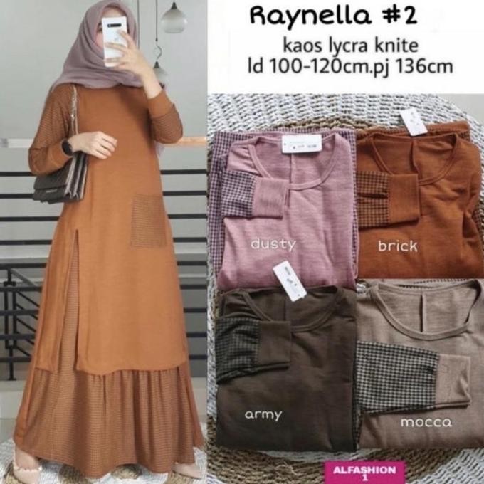 Gamis Rajut Kombinasi Kotak 0140 / Gamis / Baju / Gamis Muslim / Pakaian Kekinian / Baju Import / Tu