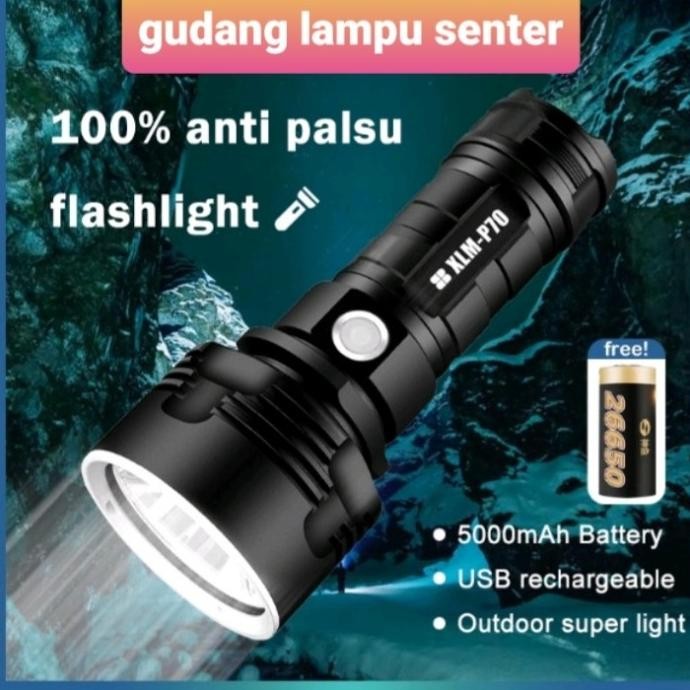 Murah Senter Xlm P70 Senter Led Usb Charger Super Terang Paket Lengkap