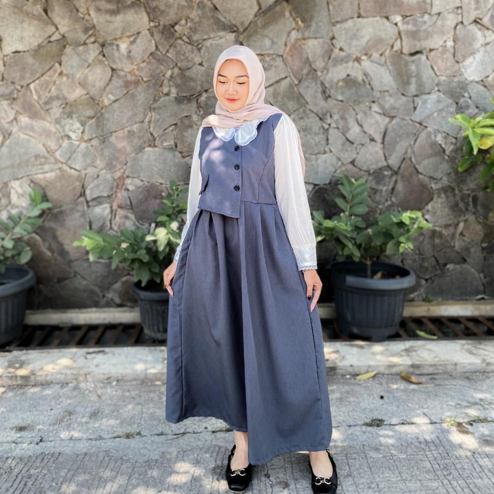THALYA DRESS - Dress Trendy Dress BerKerah Dress Bahan Adem & Lembut