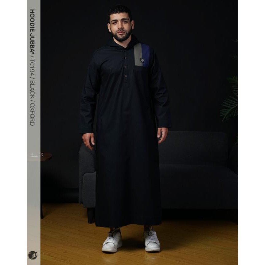 Parling Laris Samase Jubah Hoodie T019 Ghamis Jubah Solat Lengan Panjang Oxford