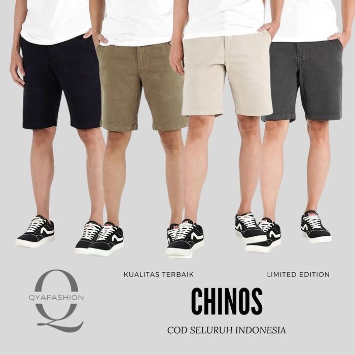 Celana Chinos Pendek Pria Cowo Pakaian Cowok Dewasa Fashion Katun Stretch Keren Murah Terlaris