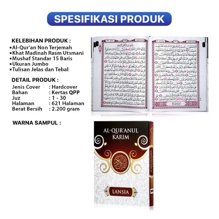 

Alquran Terjemahan Lansia Non Garis 28X36 Dan Manula Terjemah/ Alquran Super Besar