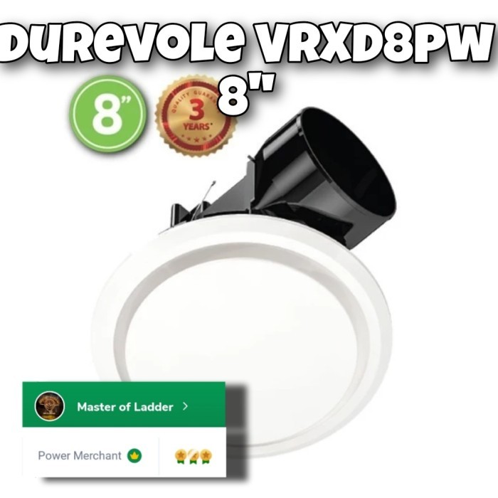 Durevole Eurofan Exhaust Fan Plafon 8Inch Vrxd8Pw 35Watt Original