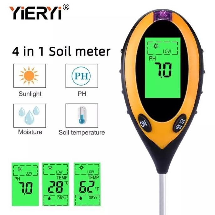 Digital PH meter Soil 4in1 Alat ukur pH dan Kelembapan Tanah + Cahaya [terbaik]