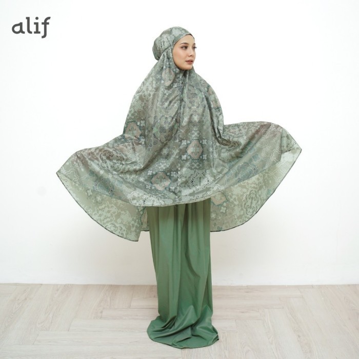 Mukena Traveling Mini Alif Modern Wear Turkish Motif Parasut Premium Korea Travel- Mermerli (MKN