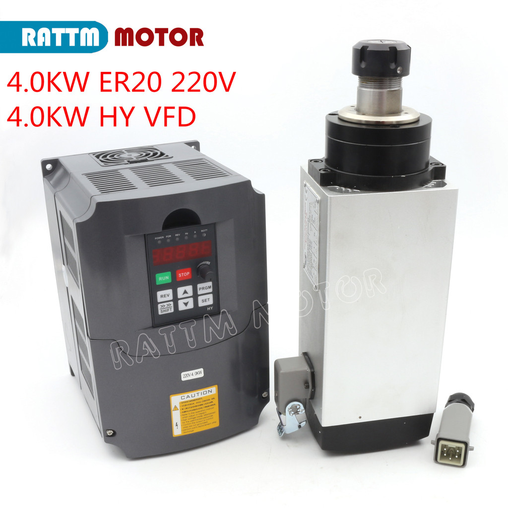 SMOON 4KW ER25 CNC Kit Air cooled Spindle Motor 18000rpm 4 bearings 12A + HY Inverter VFD for CNC En