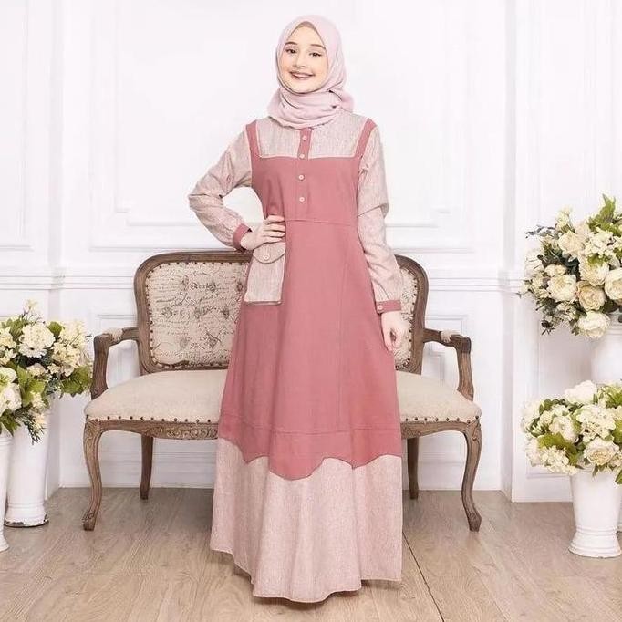 Gamis Anak Tanggung Terbaru Lyvia Dress UMUR 10-11-12-13 Tahun 5 Serian Warna 2024 - Bahan Crinkle A