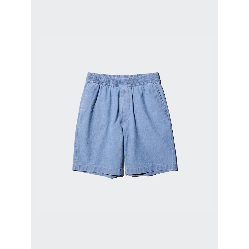 Uniqlo Celana Pendek Rileks Stretch Chambray
