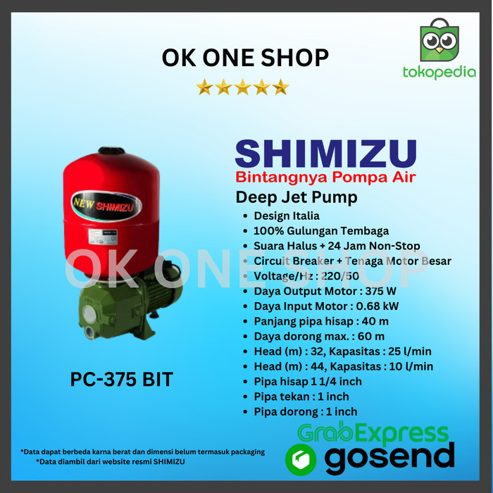 Shimizu Jet Pump Pc-375 Jet Pump Pc 375 Bit Siap Proses