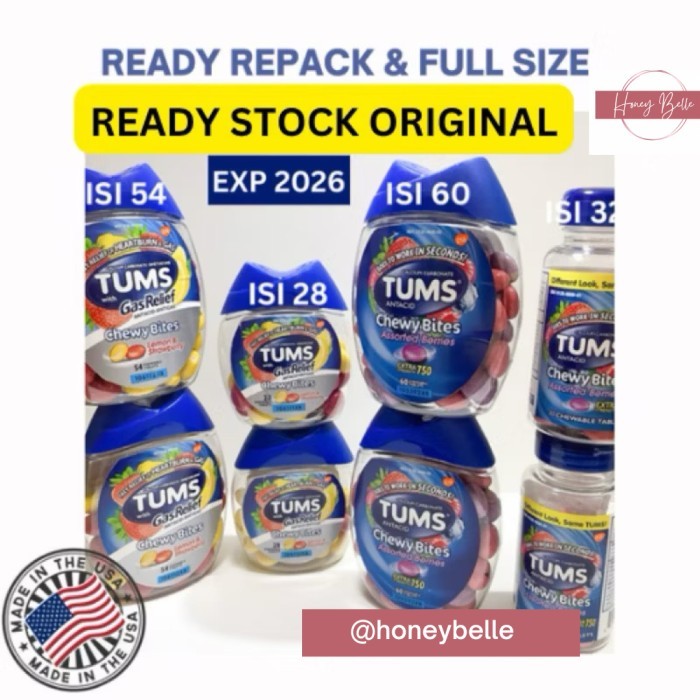 TUMS GAS RELIEF ULTRA CHEWY BITES ASAM LAMBUNG ORIGINAL