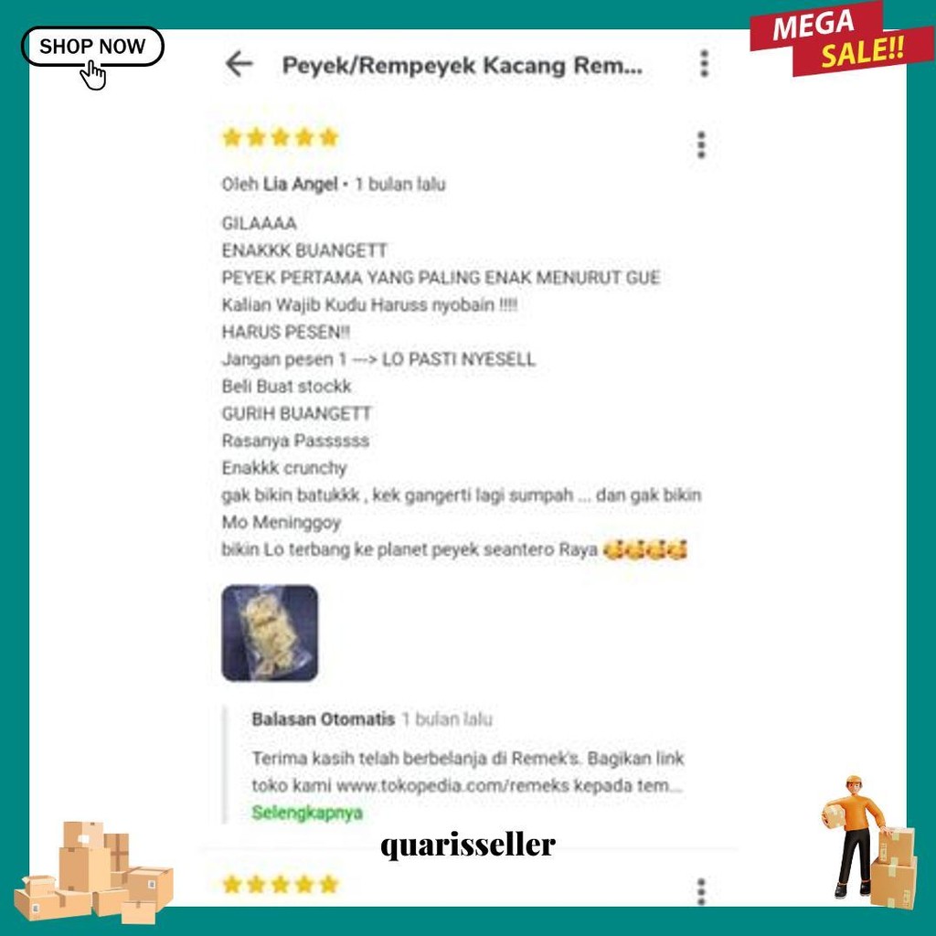 

Peyek Remek'S Rempeyek Enak, Gurih, Berkualitas, Bahan Premium/Peyek Kacang/Peyek Teri/Peyek Polos/Peyek Kacang Hijau/Peyek Kacang Ijo/Peyek Grago/Rempeyek Kacang/Rempeyek Grago/Rempeyek Kacang Ijo/Peyek Kacang Tanah/Peyek Enak/Peyek Murah Bisa Cod