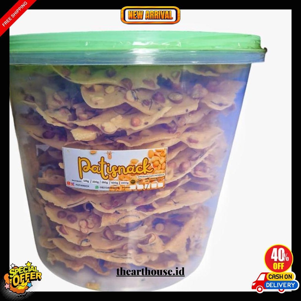 

Peyek Toples 5Liter Rempeyek Kacang Tanah / Kacang Hijau Tumpi / Kacang Hijau Kupas / Bayam Cod