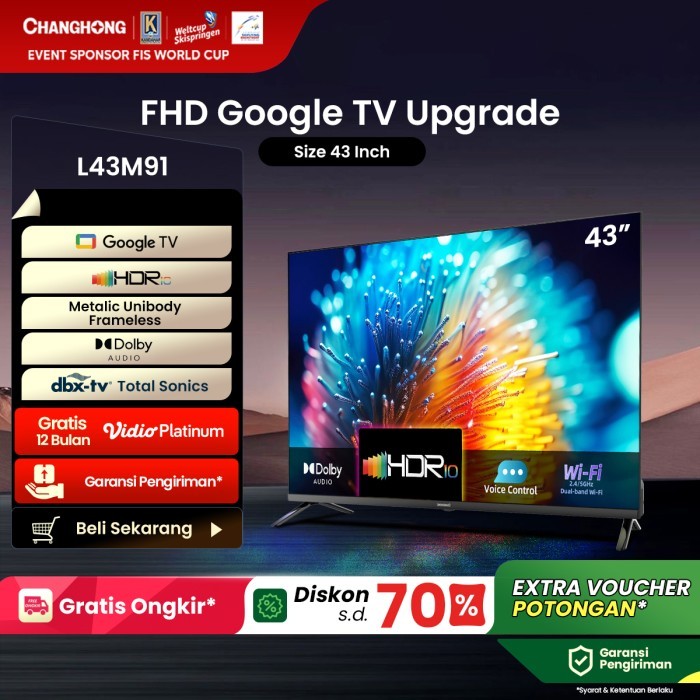 Changhong Google TV 43 inch FHD Google Smart TV Digital TV (L43M91)