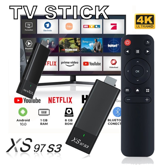 XS97 S3 Stick TV pintar Android 10.0 4K HDMI TV STICK Smart Digital TV