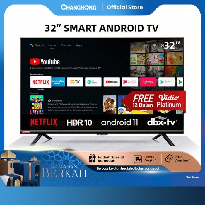 Changhong 32 Inch Newest Android 11 Smart TV Digital LED TV L32G7N