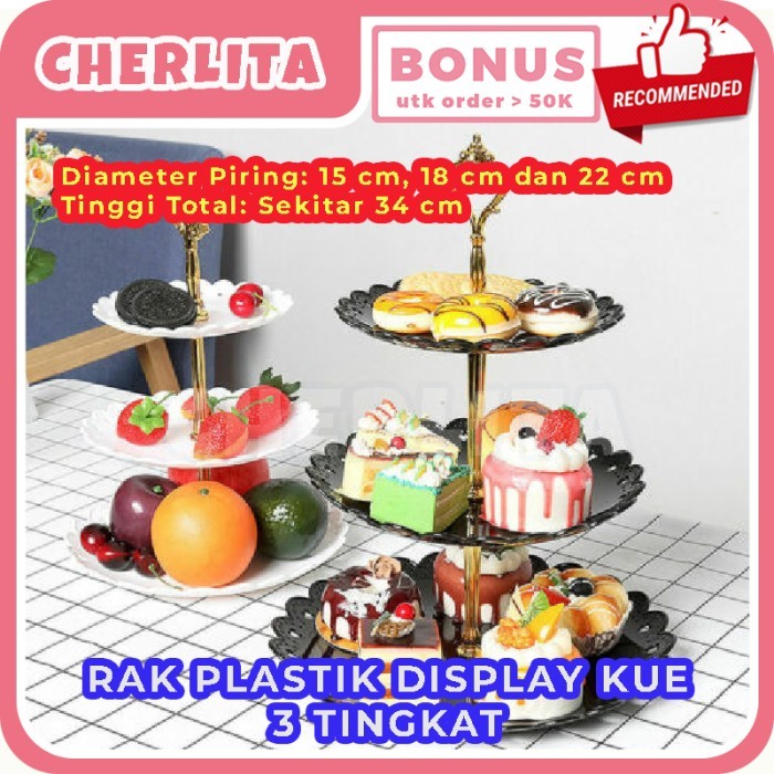 Standing Cupcake 3 Tier Rak Display Kue Plastik Ulang Tahun