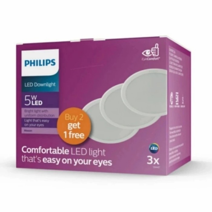 Lampu Philips Meson Pack 5Wat Putih/ Downlight Led Philips Tanam Bulat