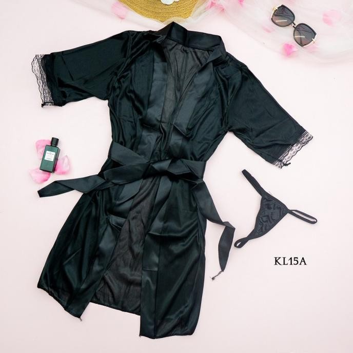 

Seksi Kimono Bathrobe Night Gown Sleep Wear Pretty Sexy Lingerie Kl15A Original