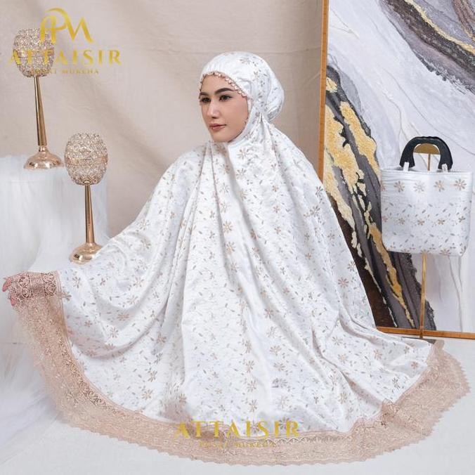 Diskon Apm Mukena - Mukena Dewasa Sutra Bordir Hitam Putih Renda Cantik Mewah