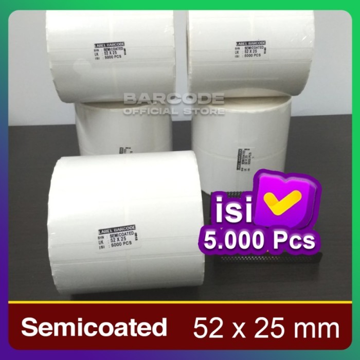 

LABEL STIKER SEMICOAT 52X25MM / 52 X 25 / 52X25 MM 2 LINE (1 SLOP)