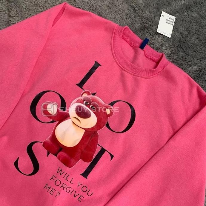 Sale Crewneck Lotso Fuschia Pink Fanta Sweater Oversize Toy Story Lotso Edition Magenta