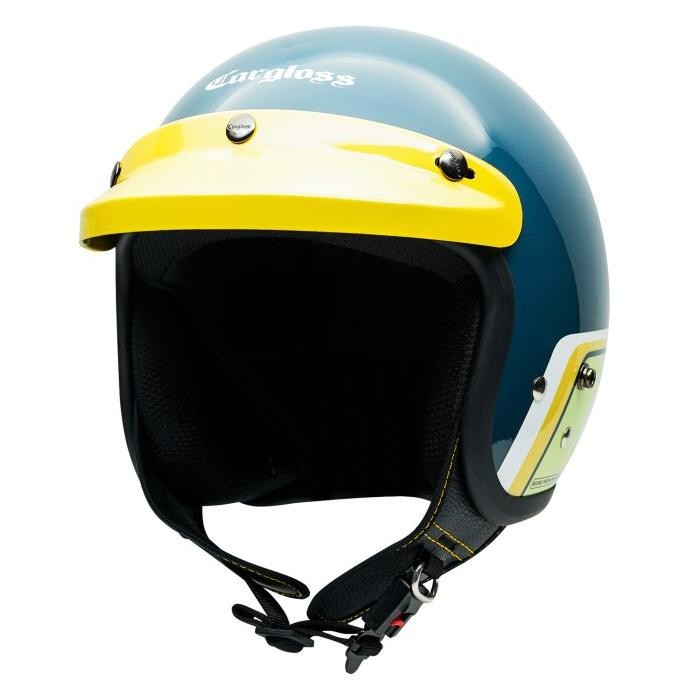 // Helm Cargloss Race Track Cfm Retro Half Face - Race Track Navy //