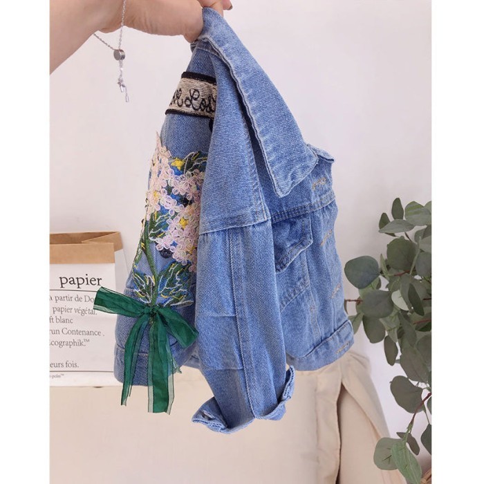 [508104] - Jaket Jeans Bunga Bordir Lengan Panjang Anak Perempuan {TerlarisBest Seller}