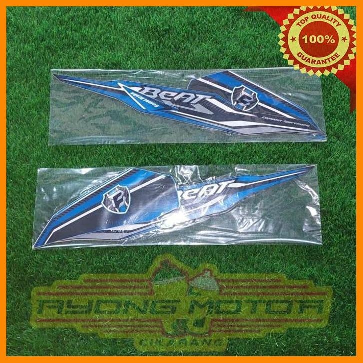 [AMC] STRIPING BEAT ECO ISS 2019 HITAM DOFF BIRU ORI