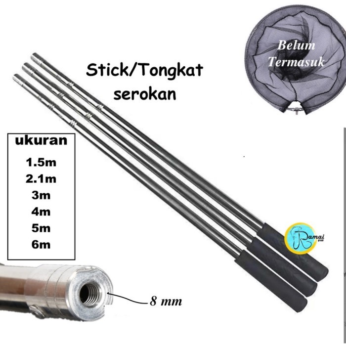 TERLARIS TANGGOK SEROKAN JALA IKAN 4M/5M/6M JARING PORTABLE /TONGKAT JALA/STIK SEROKAN IKAN 3