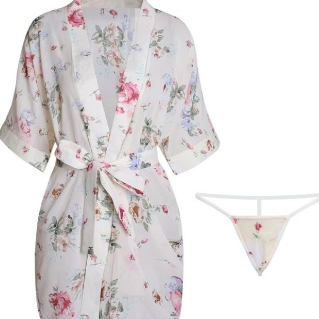 

Kimono Sexy Lingerie Gstring Transparan Import-Bahan Chifon Original