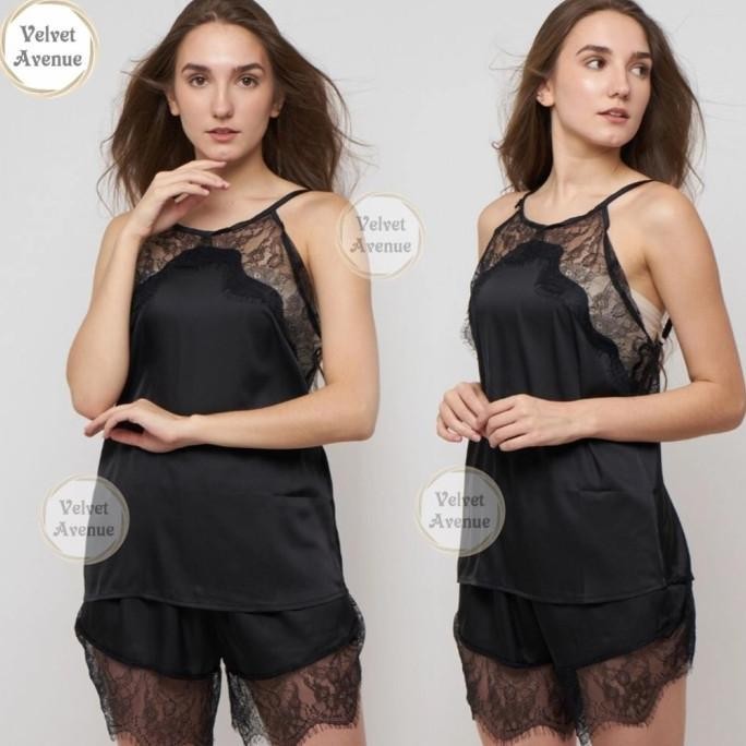 

Piyama Set 1655 Baju Tidur Wanita Lingerie Pendek Hantaran Satin Cewe Original