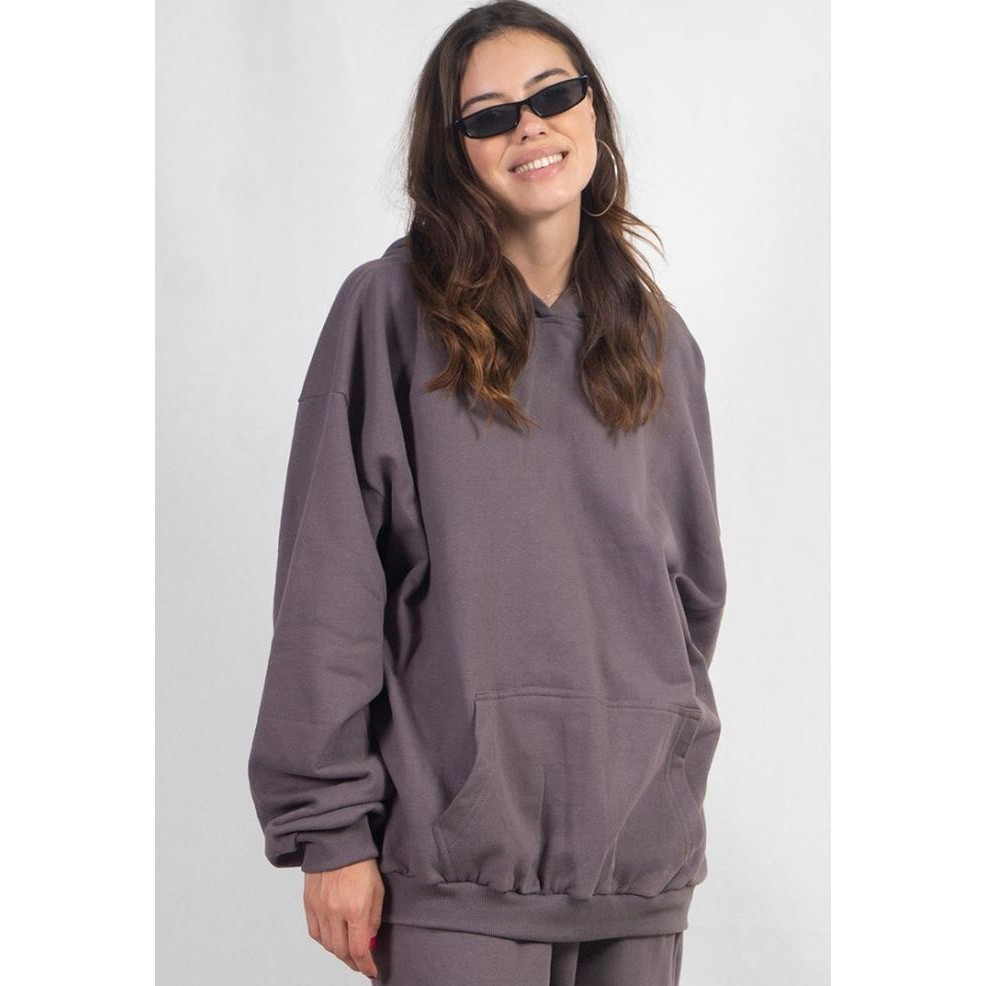 Sale Ocwa Basic Oversized Ash Grey Hoodie