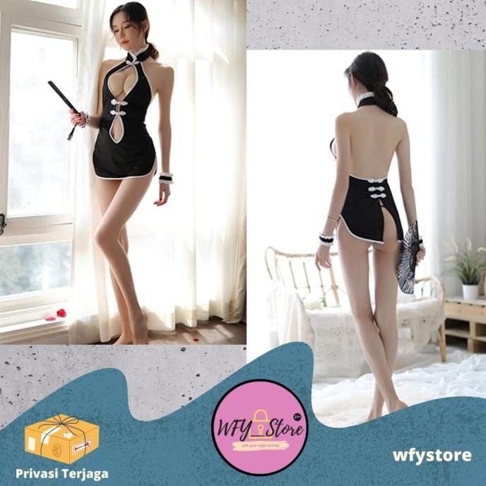 

Sexy Lingerie Cheongsam Model Pelayan China + Cd + Gelang Dinas Malam Original