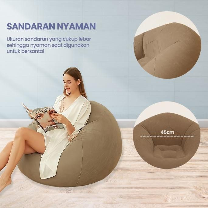 Sofa Kursi Angin Santai Bean Bag Inflatable Single Bulat MS