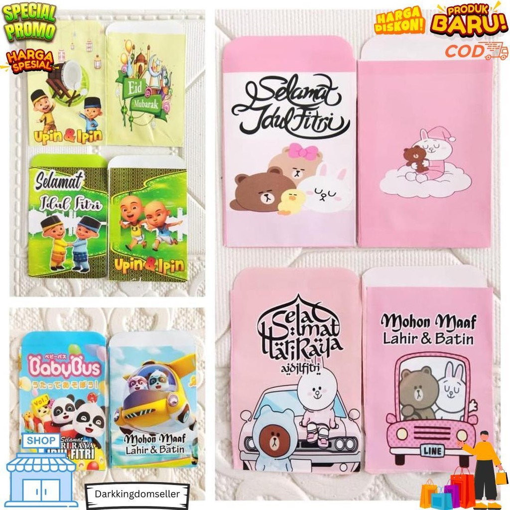 

(Isi 10 Pcs) Amplop Lebaran Kecil 1 Pack Isi 10 Pcs Karakter Lucu/Amplop Lebaran Snack |Ev D Promo 3.3