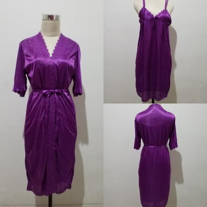 

Lingerie Seksi Set Silk Satin Ungu (Vsw037) Original