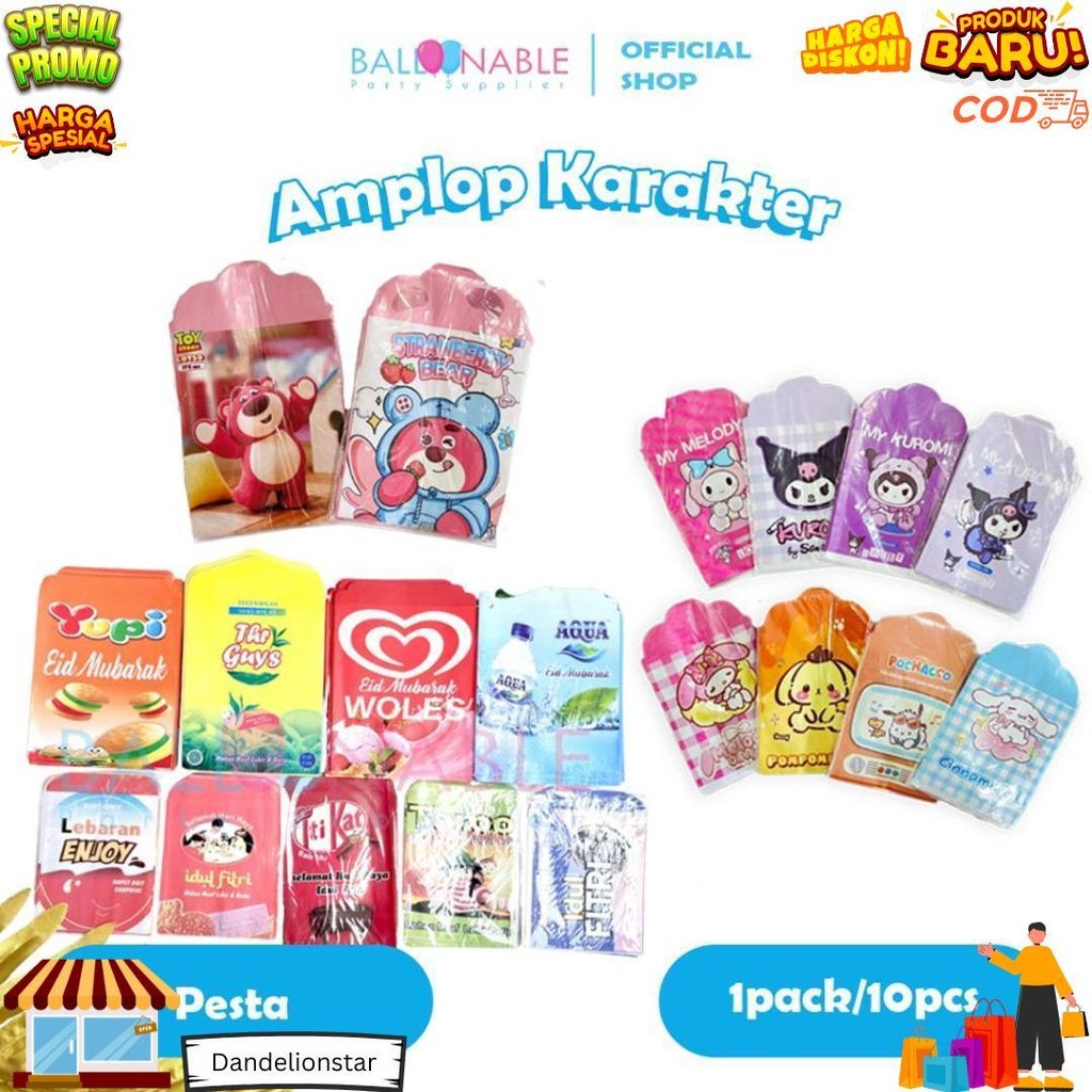 

10Pc Amplop Lebaran Kecil,Medium Dan Besar Motif Karakter Untuk Thr Isi 10Pc D Sale