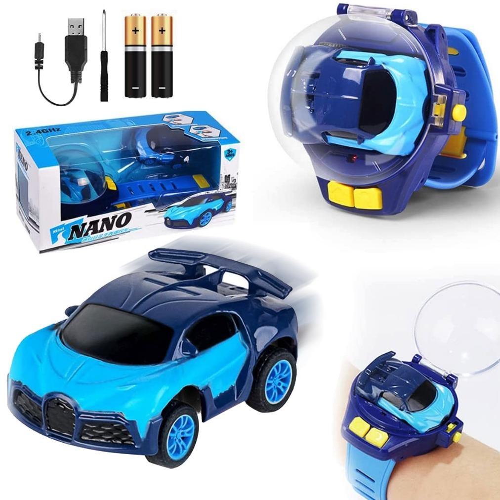 Mainan Anak Mobil Remote Control Mini Watch Jam USB Rechargable Jam Tangan Mobil Balap Hadiah Mainan