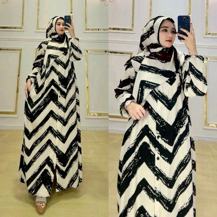 Gamis Zahira Set Hijab Kancing