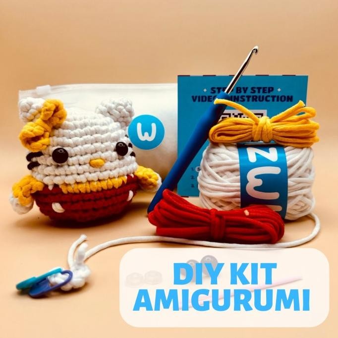Diy Crochet Kit Amigurumi - Hello Kitty - Rajut Boneka Pemula