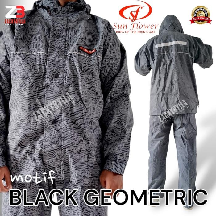 Jas Hujan Sunflower Motif Original Setelan Jaket dan Celana Waterproof