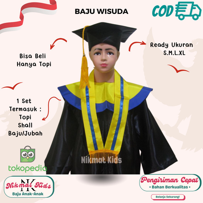 Baju toga anak kostum wisuda sarjana anak tk paud laki laki perempuan