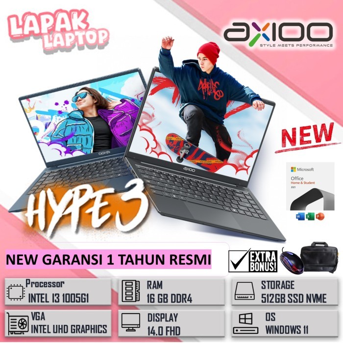 Laptop Gaming Axioo Hype 3 Intel I3 1005G1 Ram 16Gb Ssd 512Gb Ips